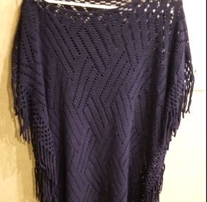 NWT  Navy Blue Crochet Shawl